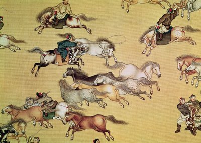 Reis van keizer Qianlong (1736-96) (detail) door Mou Lan